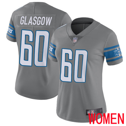 Detroit Lions Limited Steel Women Graham Glasgow Jersey NFL Football #60 Rush Vapor Untouchable
